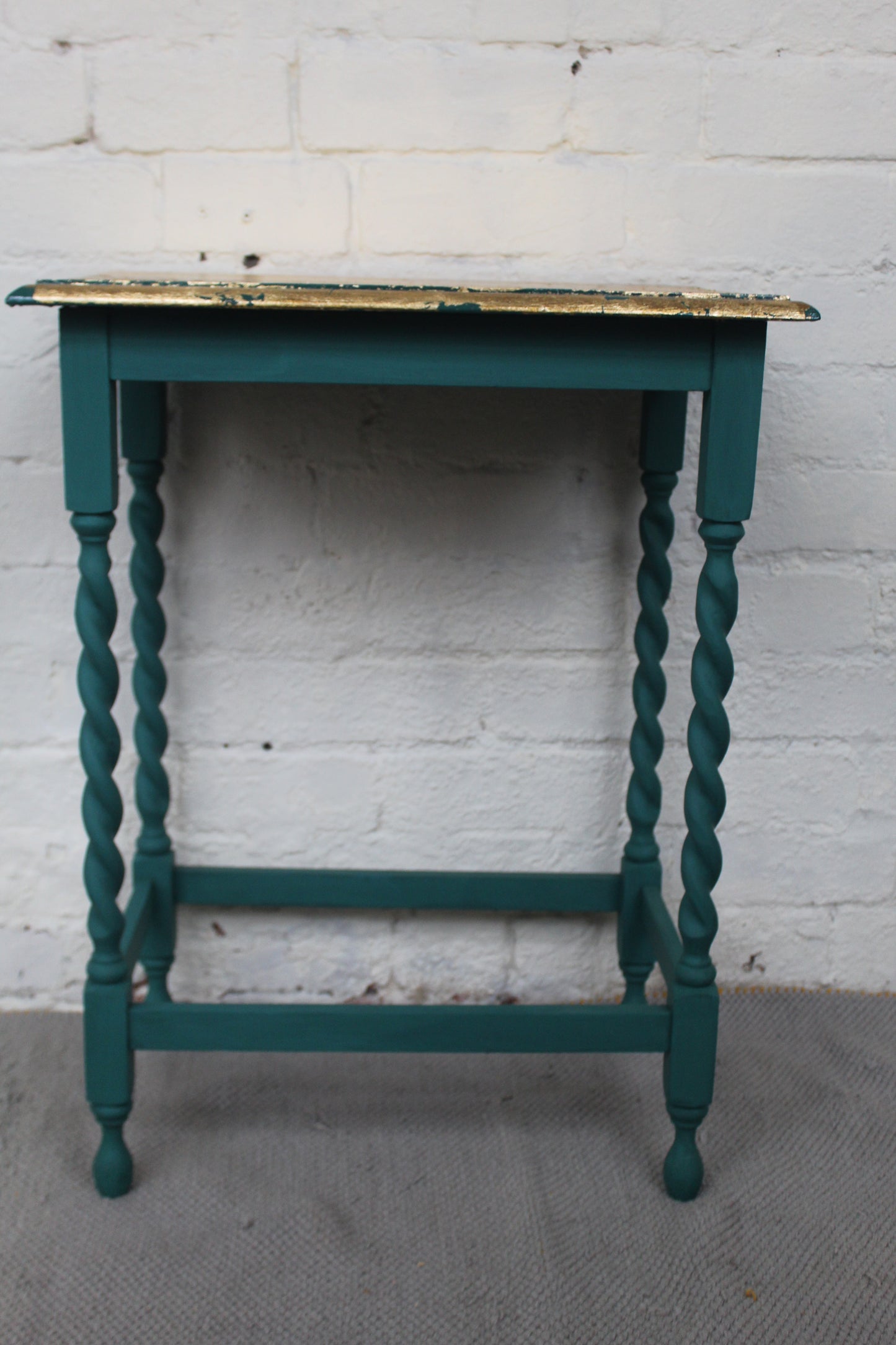 Carolina Green and Gold Barley Twist Leg Table