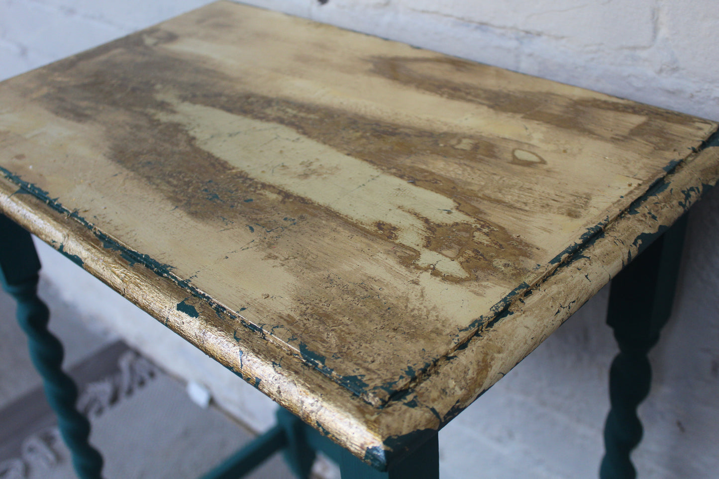 Carolina Green and Gold Barley Twist Leg Table