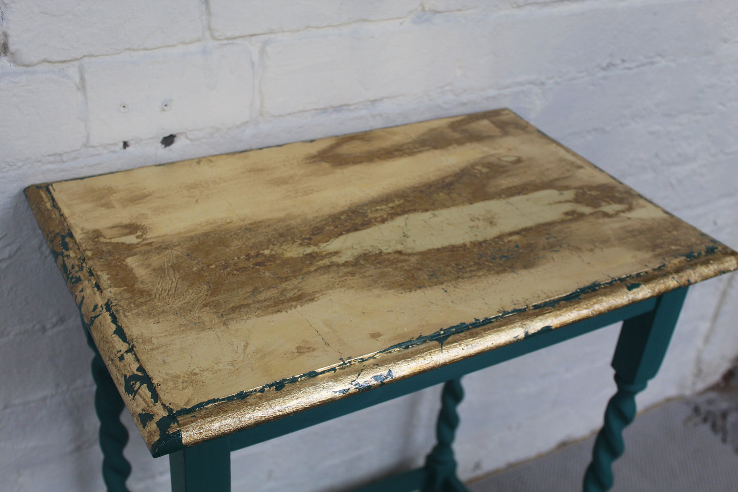 Carolina Green and Gold Barley Twist Leg Table