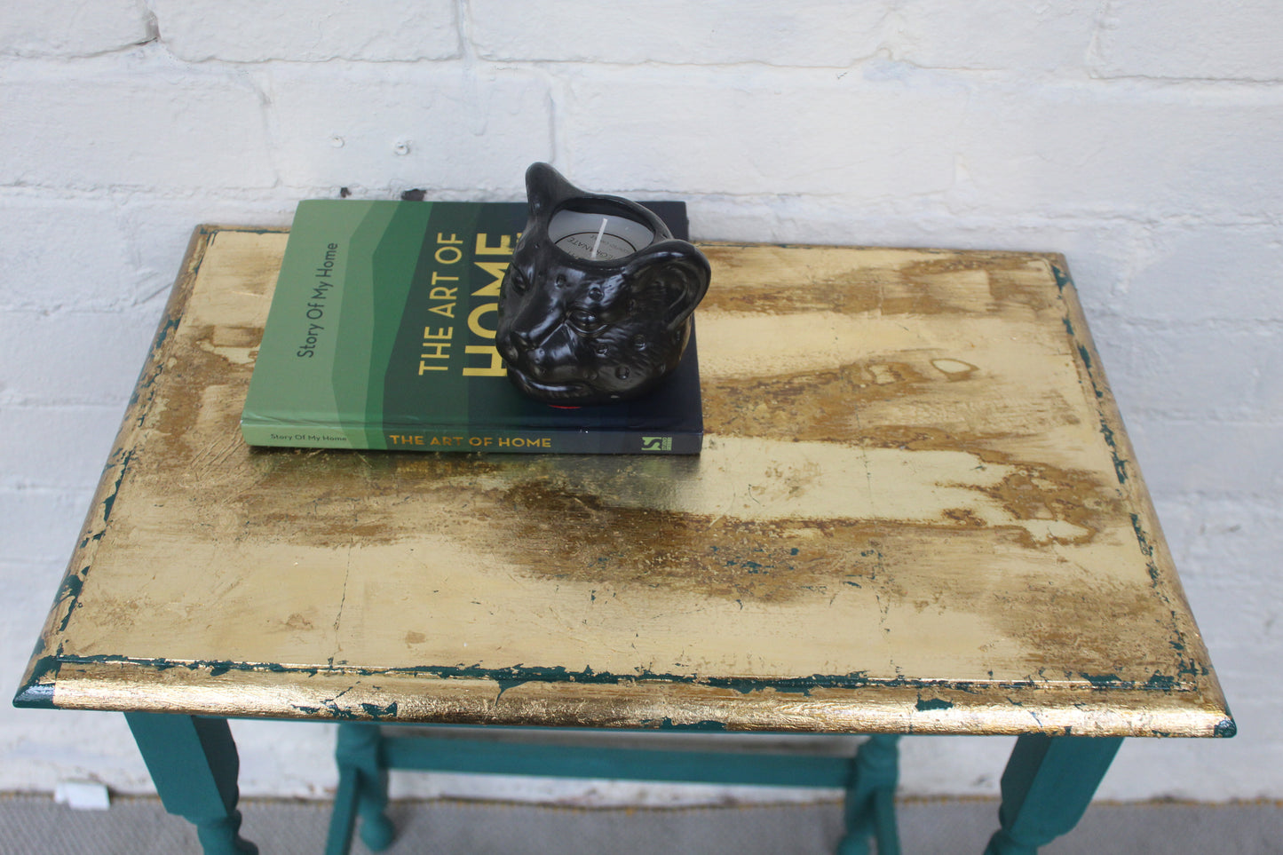 Carolina Green and Gold Barley Twist Leg Table