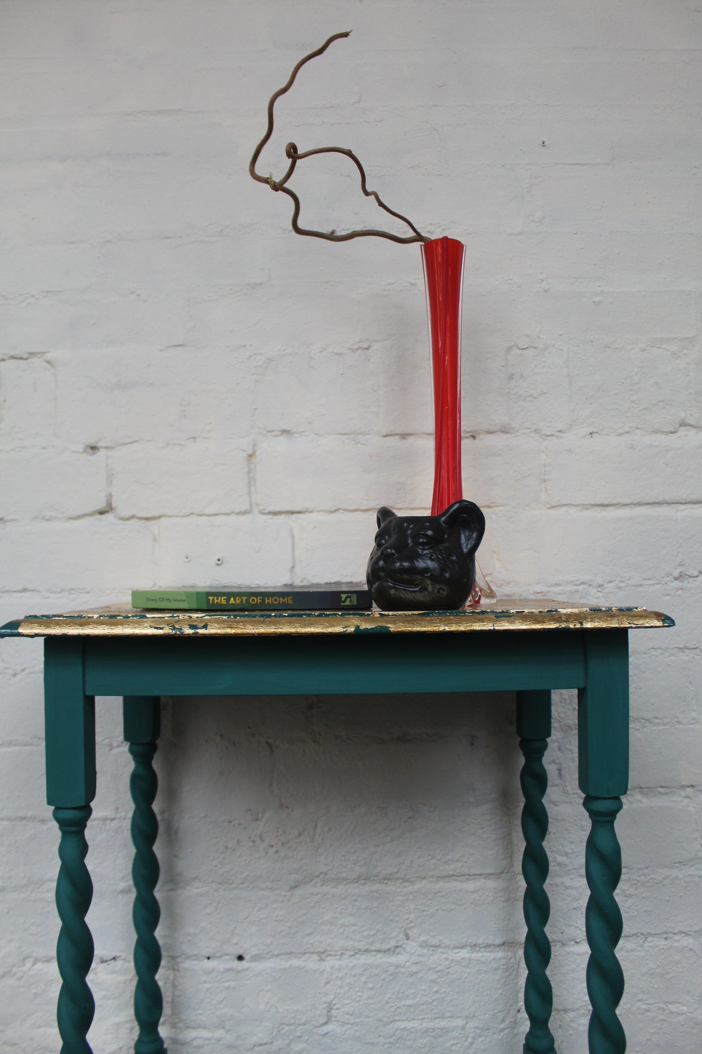 Carolina Green and Gold Barley Twist Leg Table