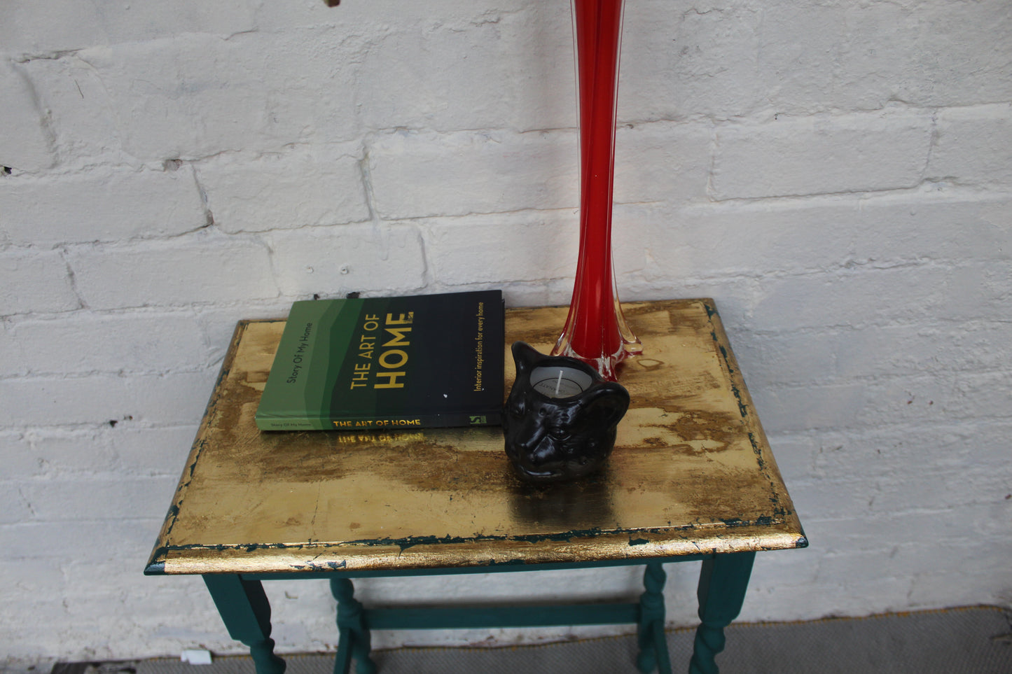 Carolina Green and Gold Barley Twist Leg Table
