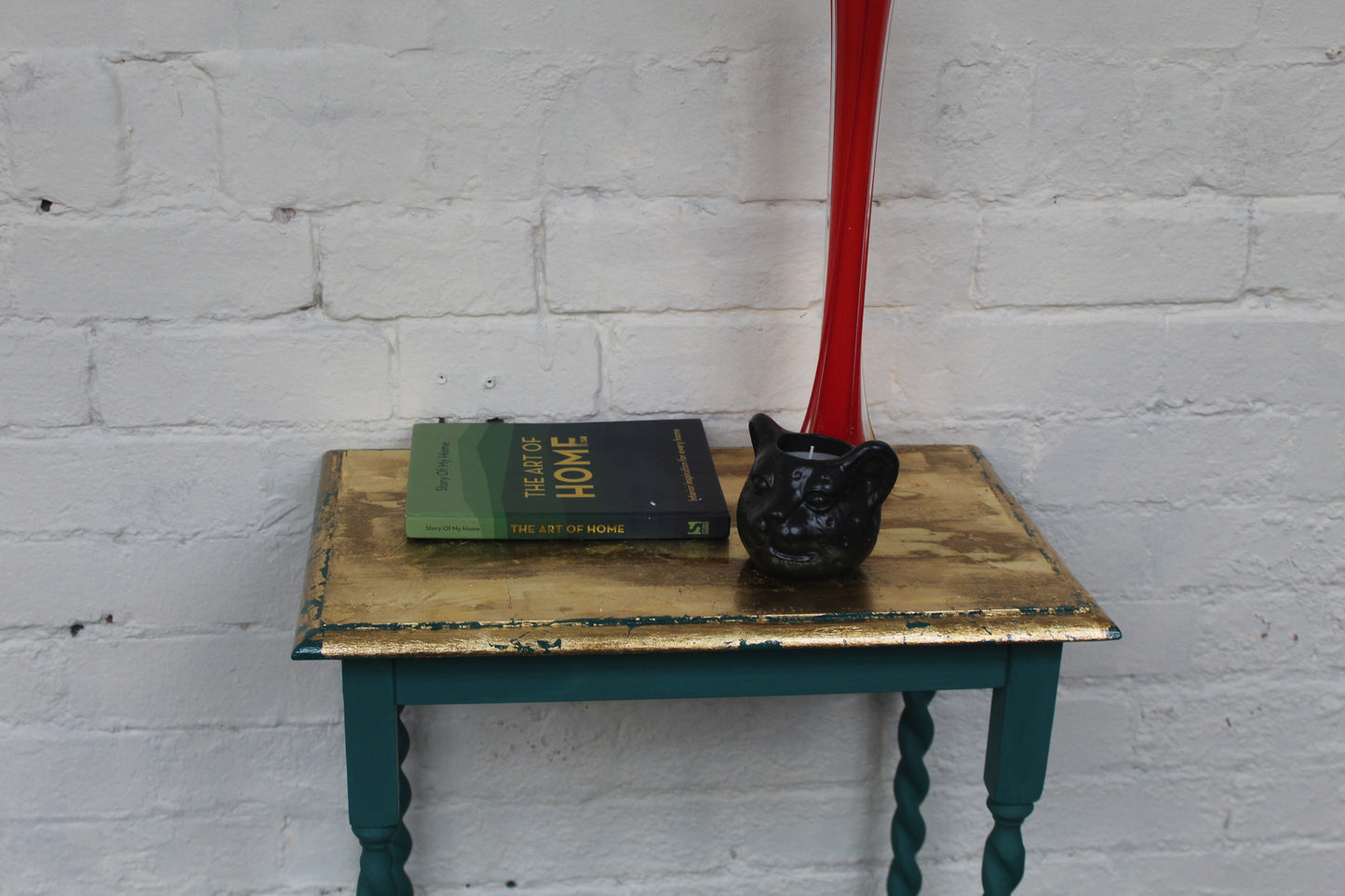 Carolina Green and Gold Barley Twist Leg Table