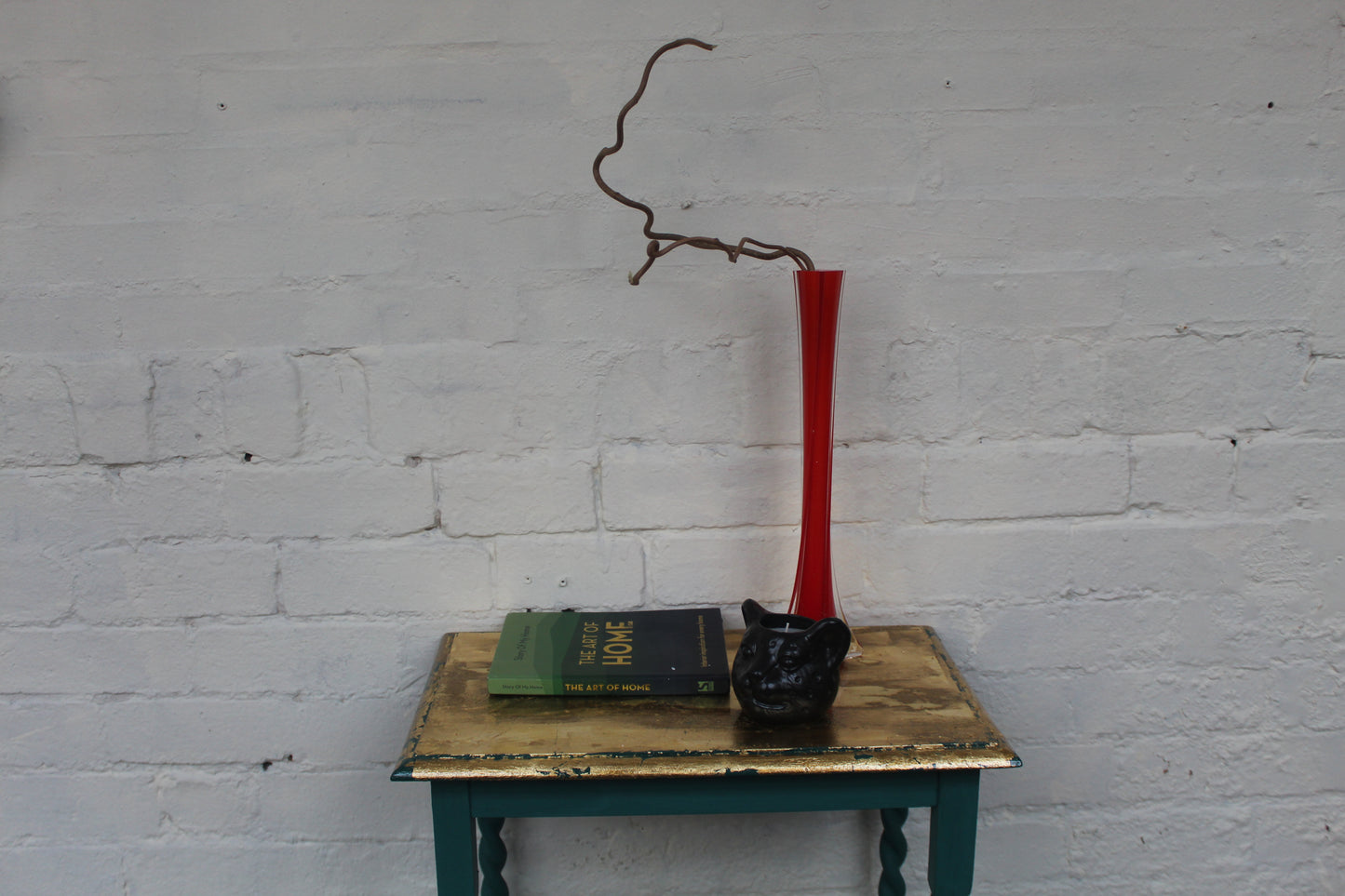 Carolina Green and Gold Barley Twist Leg Table