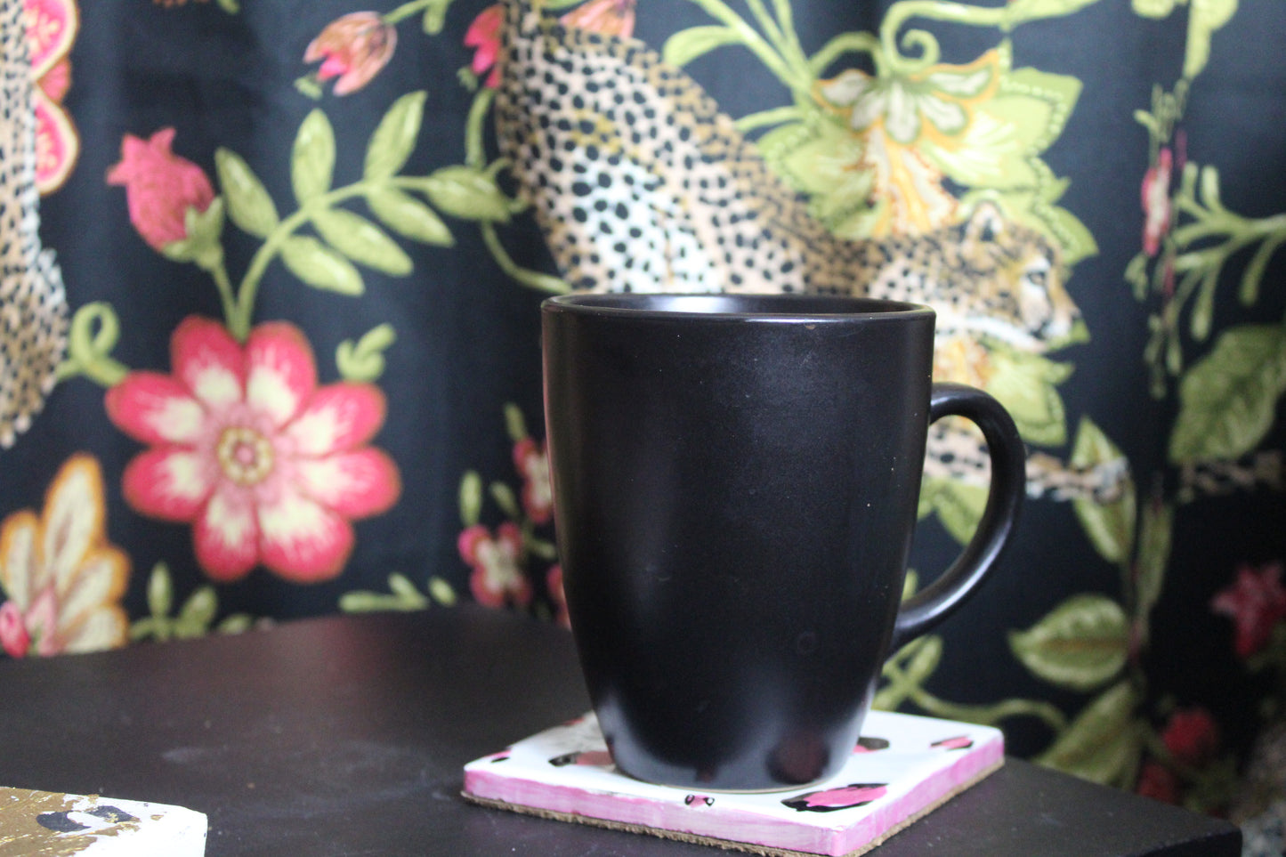 Pink Leopard Print Handpainted Coasters - set of 4 backed with cork