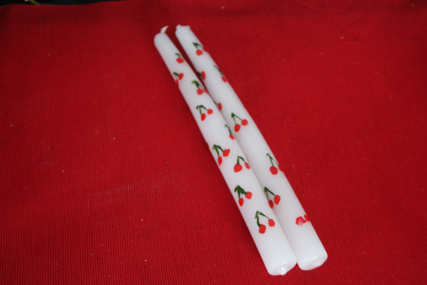 Set of 2 Handpainted Cherry Candles