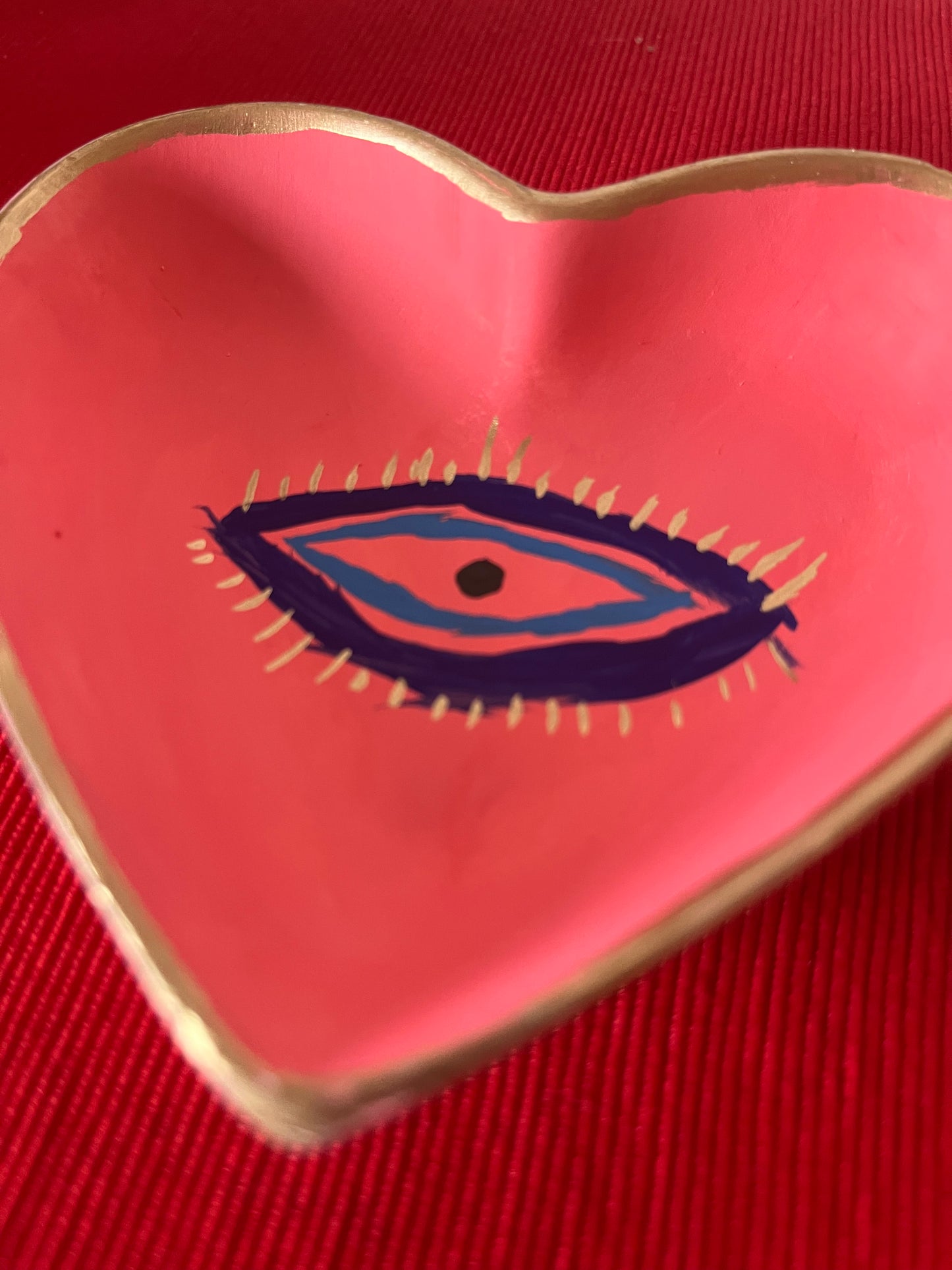 Pink Mystic Eye Heart Shaped Trinket Dish