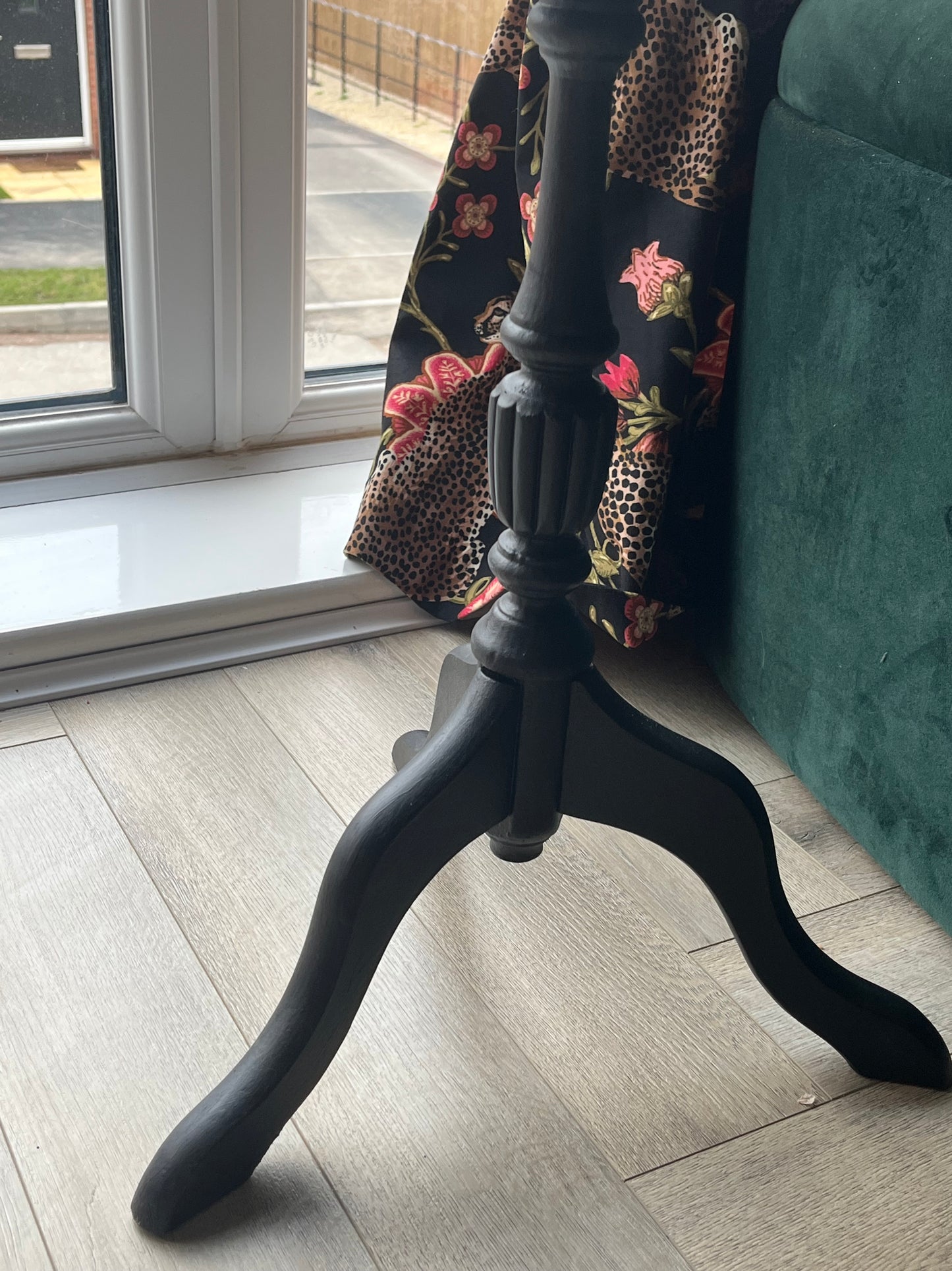 Black and Gold Hand Finished Leopard Print Side Table
