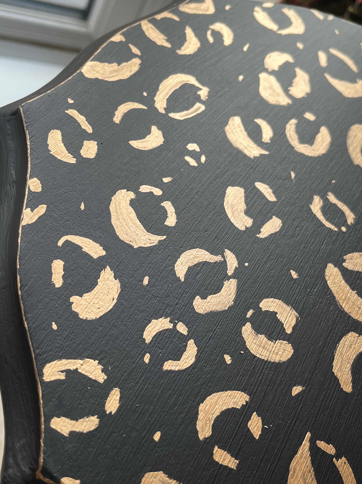 Black and Gold Hand Finished Leopard Print Side Table