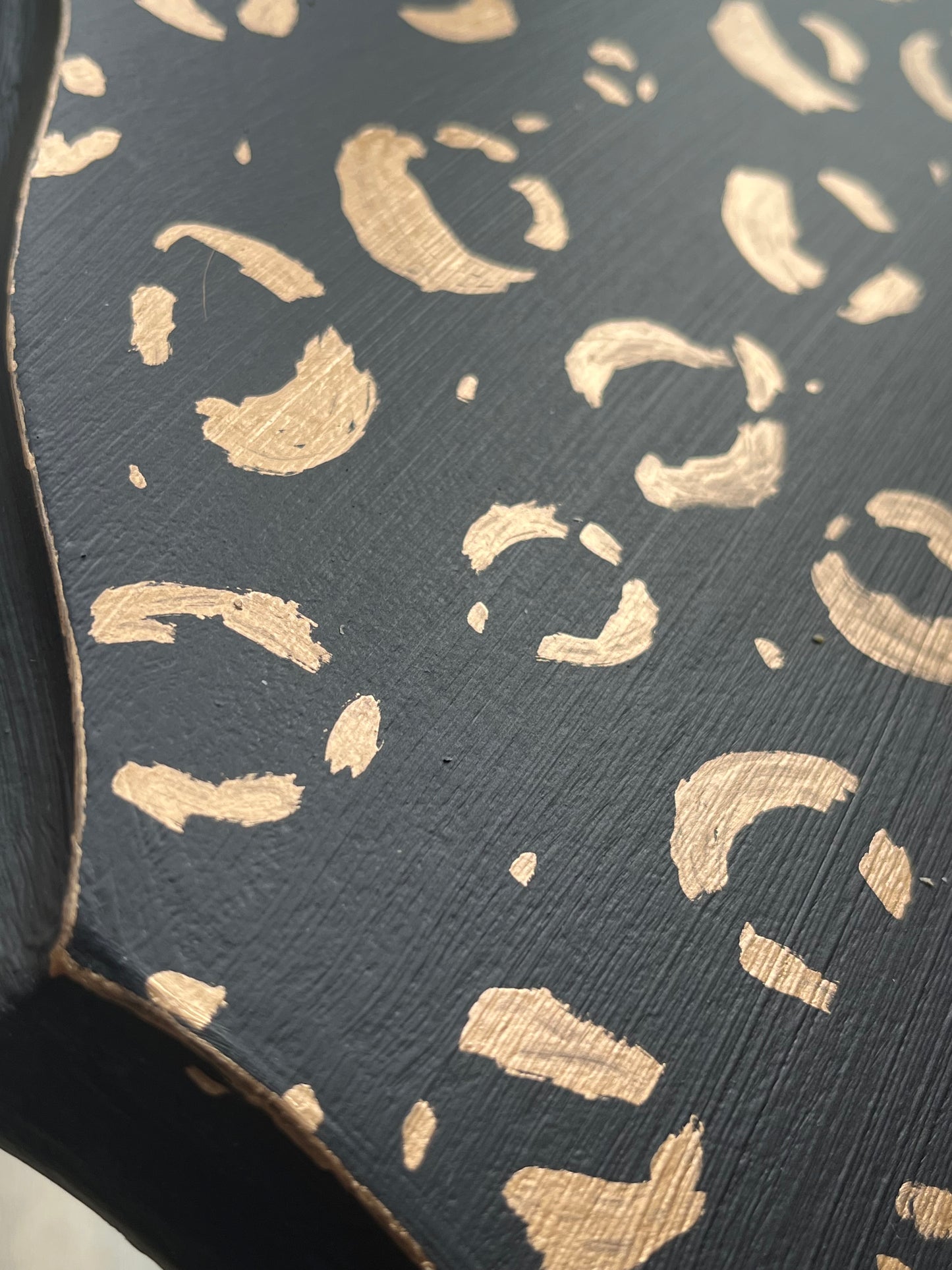 Black and Gold Hand Finished Leopard Print Side Table