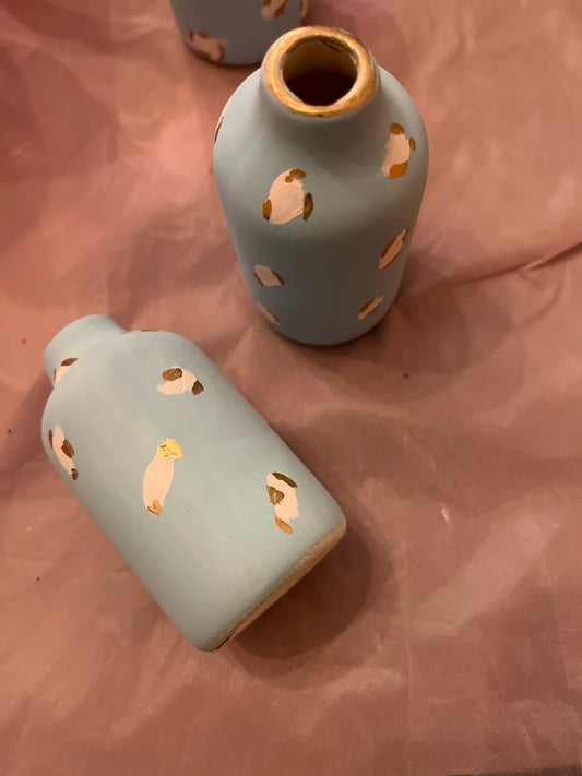 Sky blue leopard mini vase