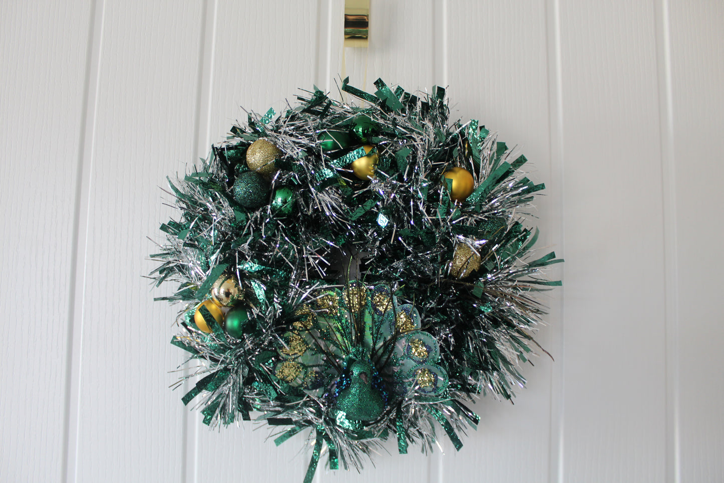 Green Peacock Themed Wreath