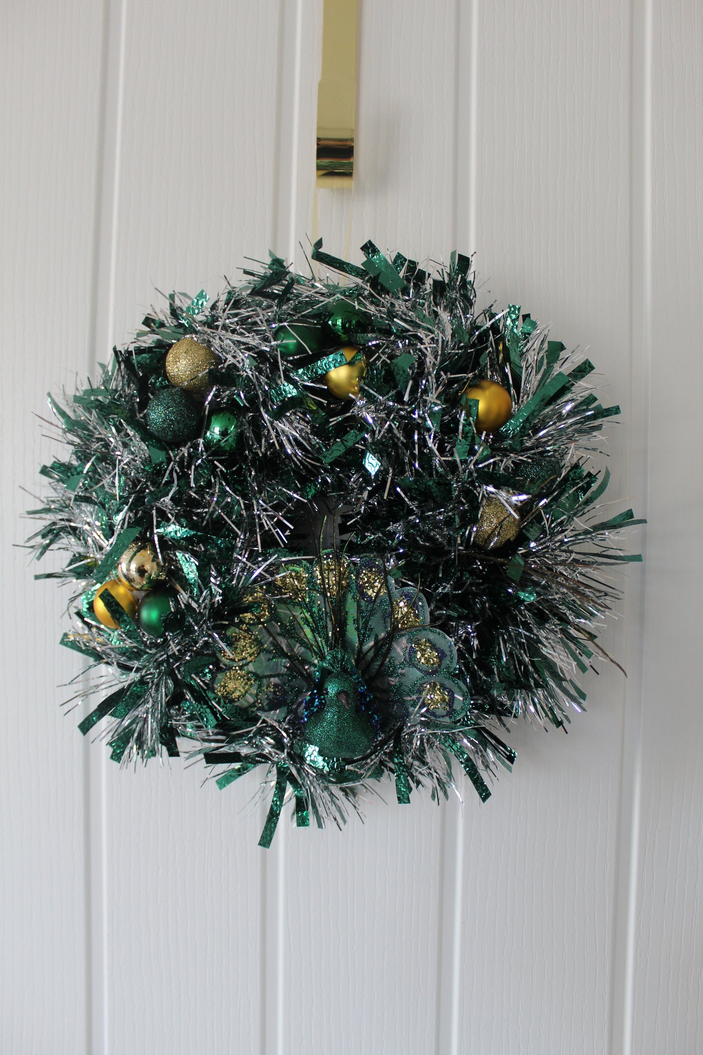 Green Peacock Themed Wreath