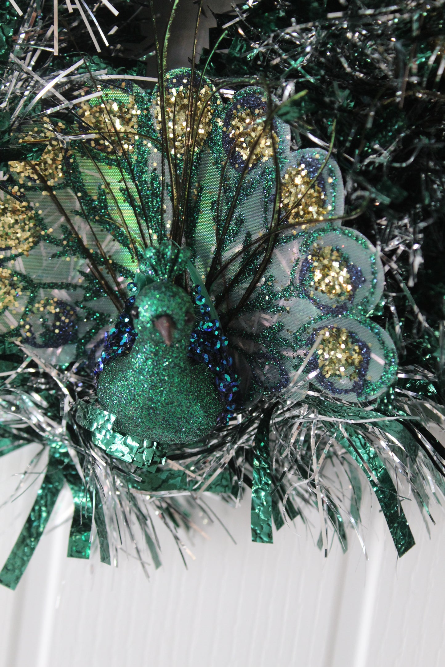 Green Peacock Themed Wreath