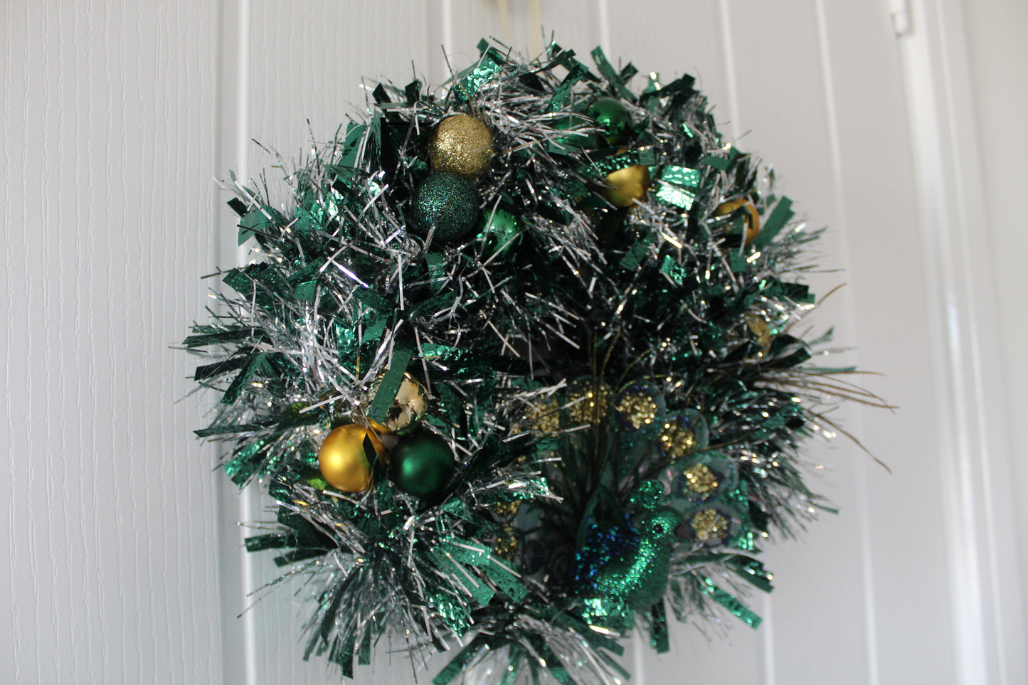 Green Peacock Themed Wreath