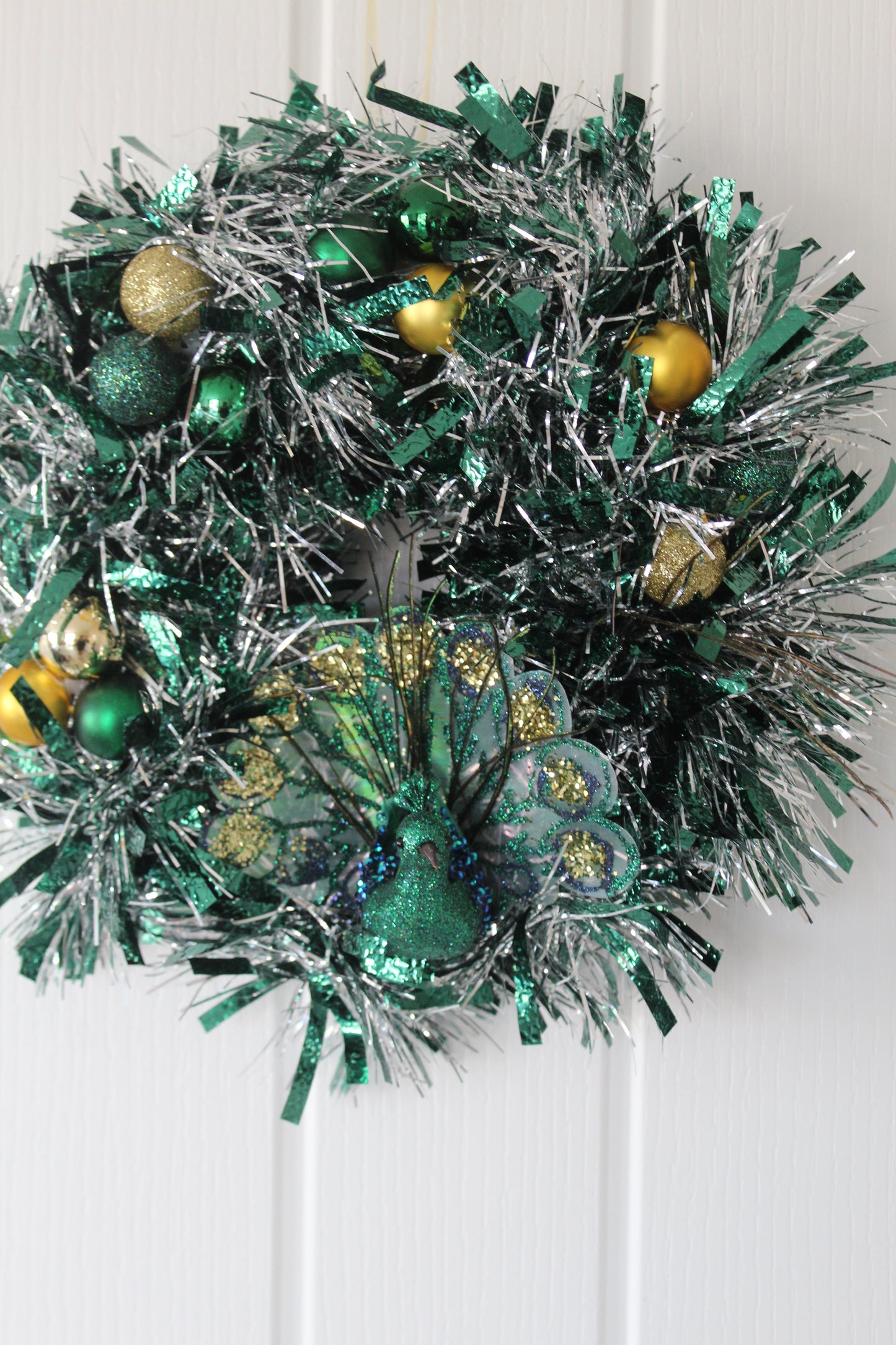 Green Peacock Themed Wreath