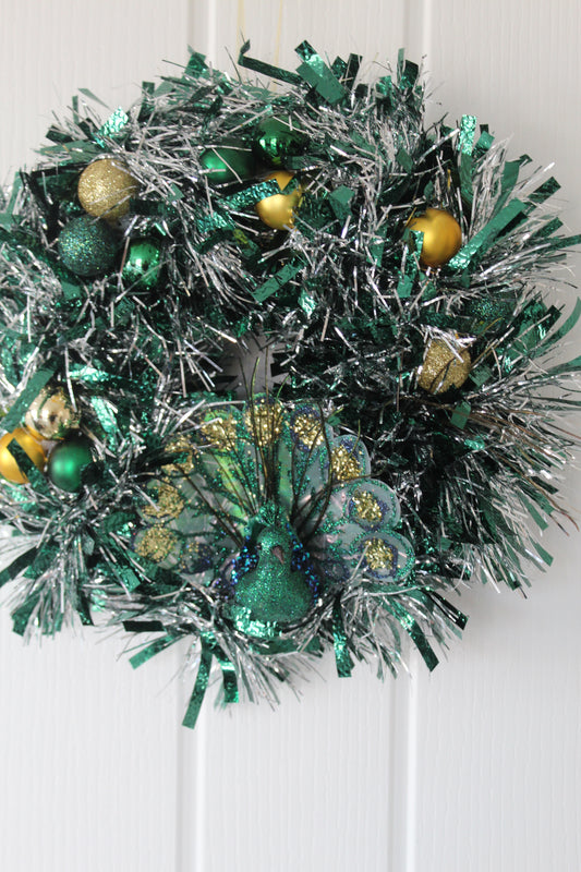 Green Peacock Themed Wreath