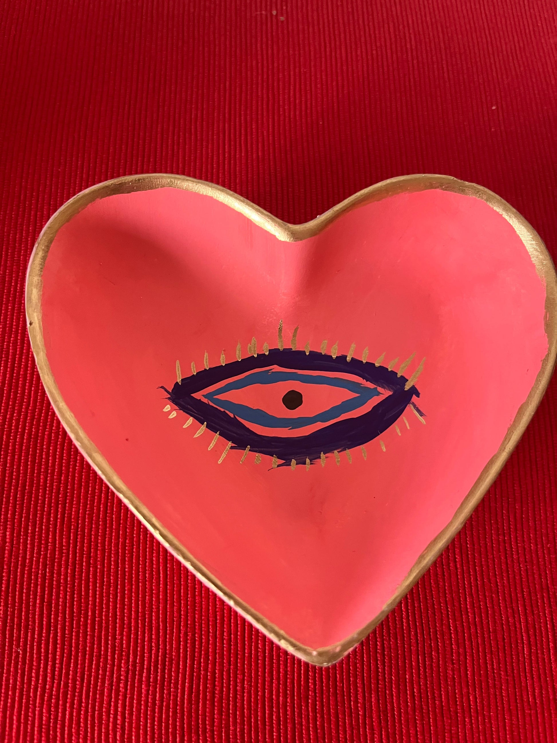 Pink Mystic Eye Heart Shaped Trinket Dish