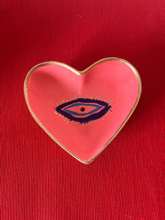 Pink Mystic Eye Heart Shaped Trinket Dish