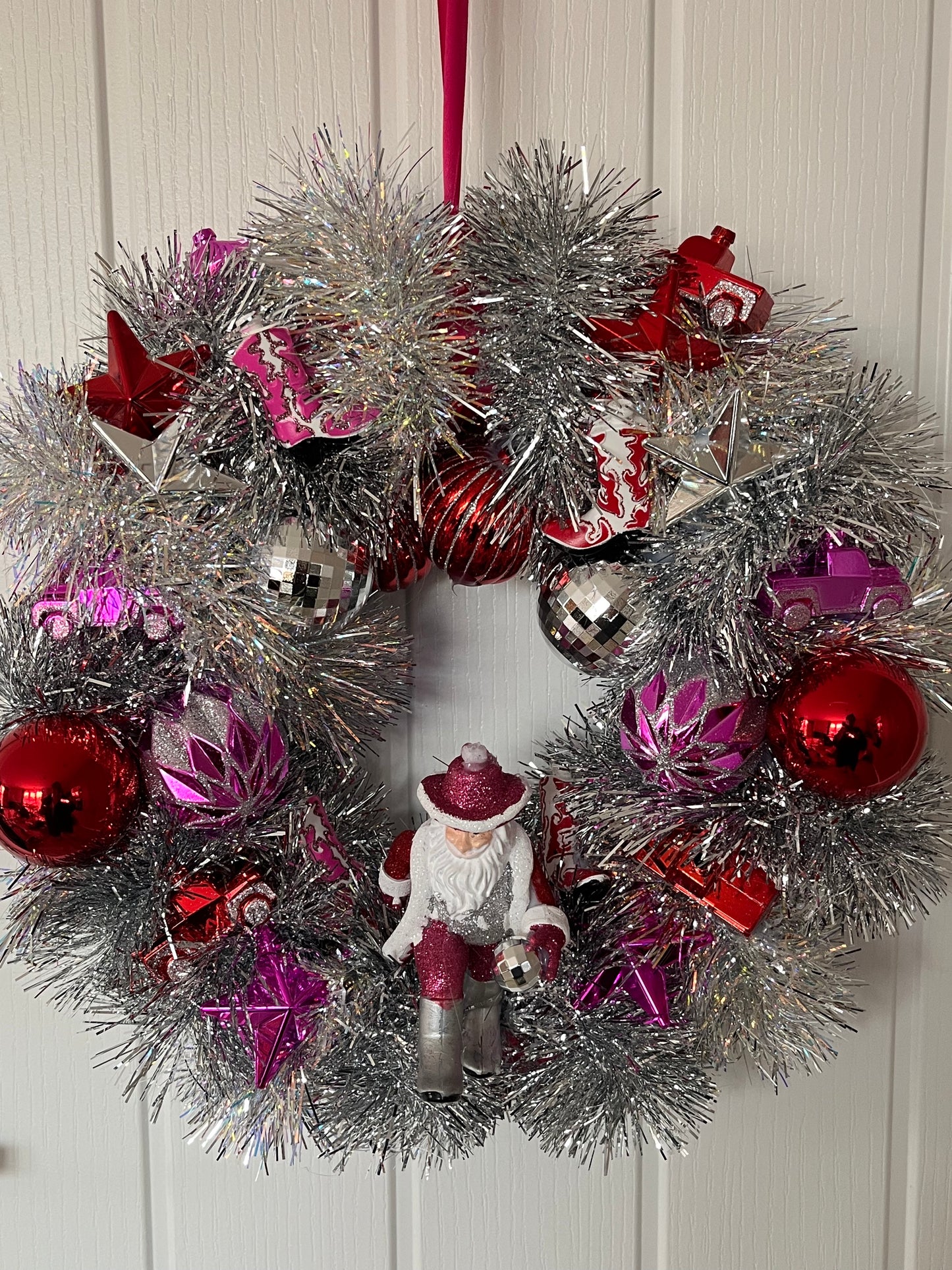 Disco Cowboy Christmas Wreath
