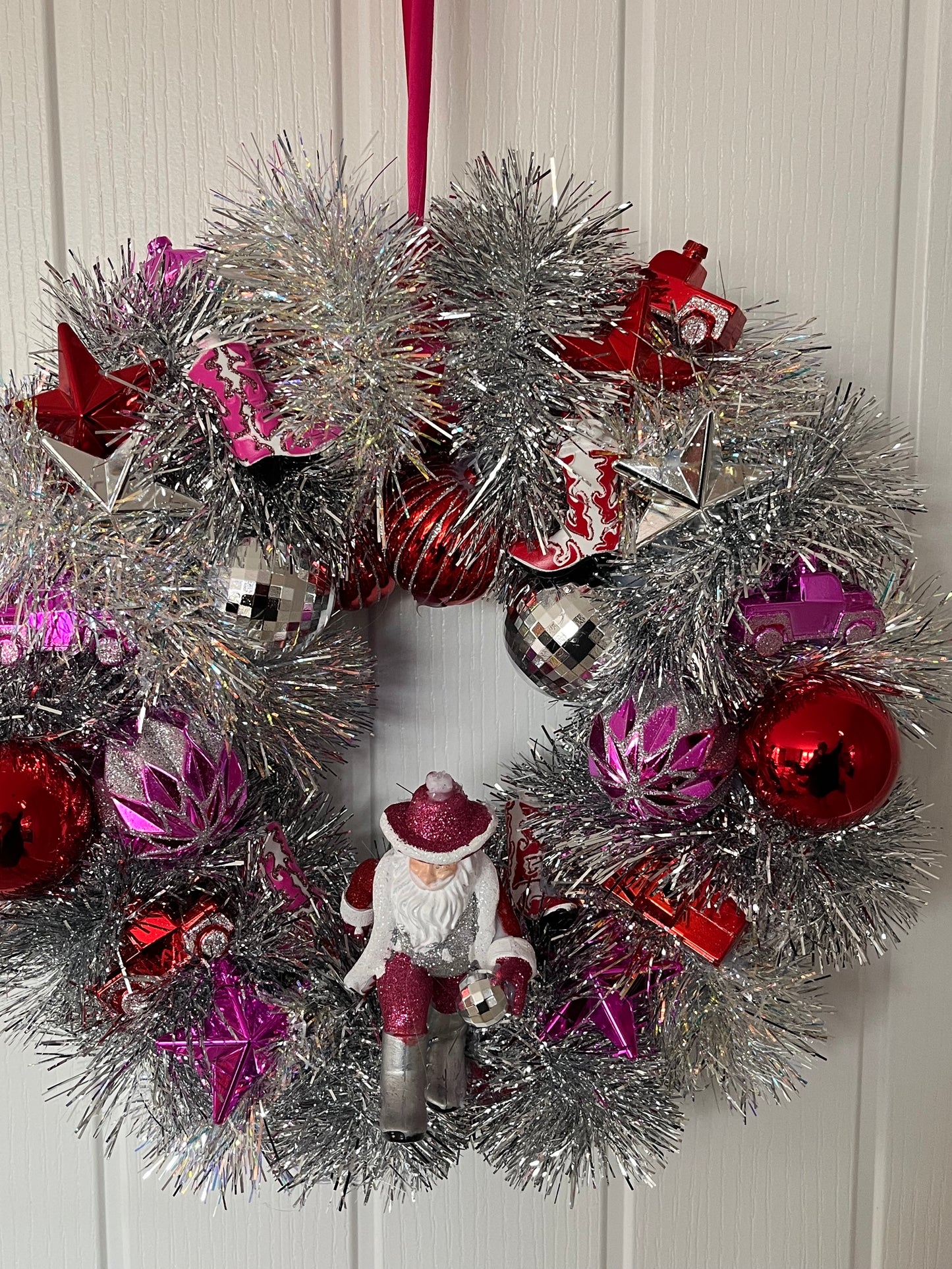 Disco Cowboy Christmas Wreath