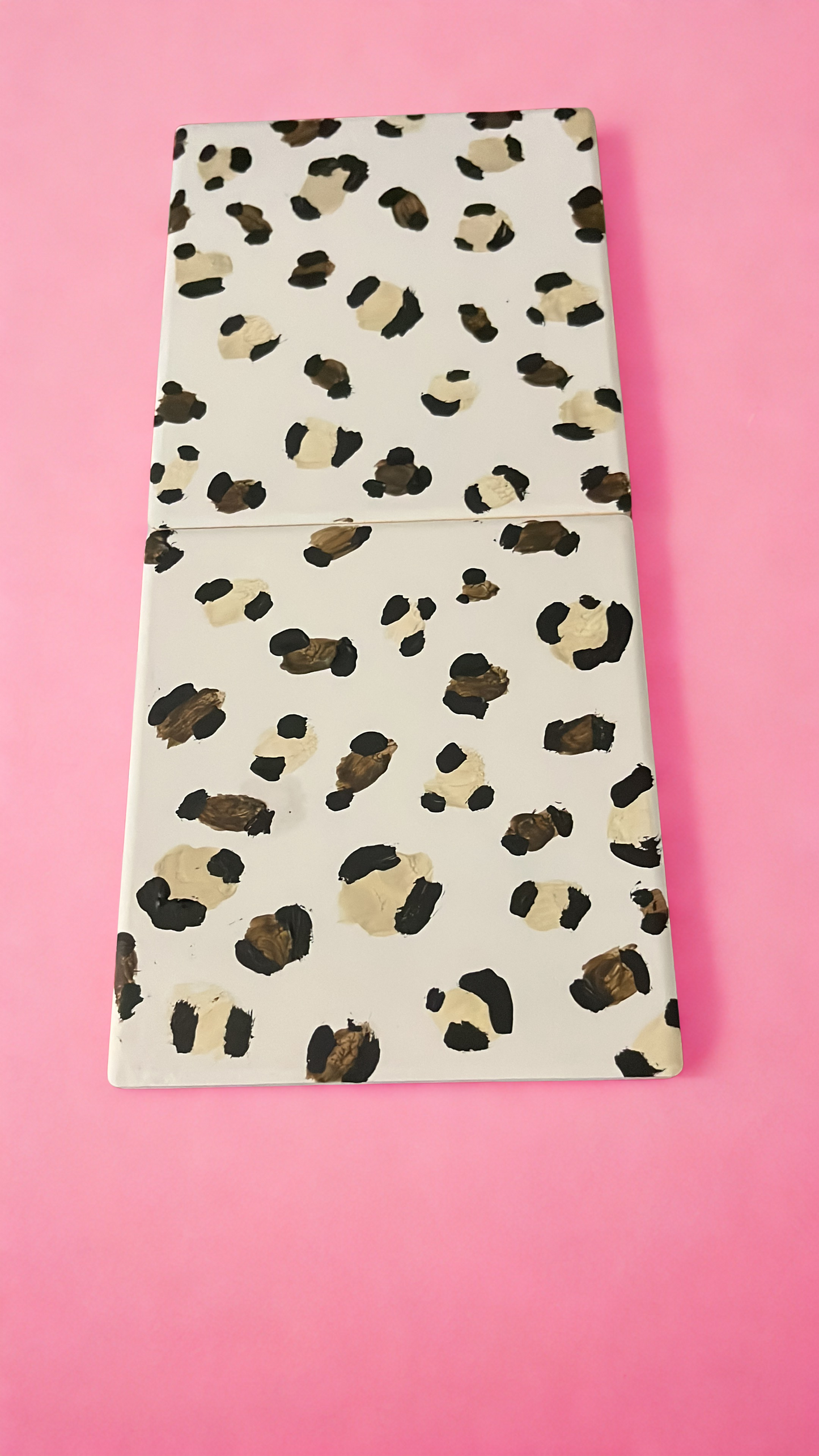 Double sided leopard print coasters - red, pink and neutral