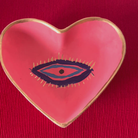 Pink Mystic Eye Heart Shaped Trinket Dish