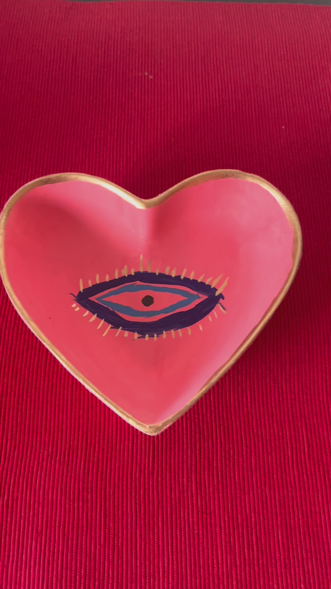 Pink Mystic Eye Heart Shaped Trinket Dish